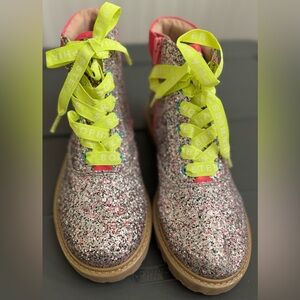 Sophia Webster Glitter Boots with Neon Yellow Laces